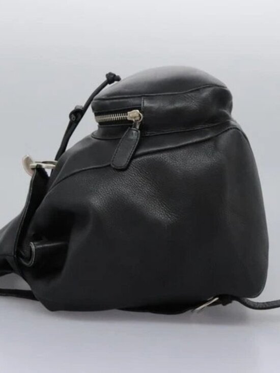Salvatore Ferragamo Gancini Backpack Leather Black Silver Auth EC696 main image 10